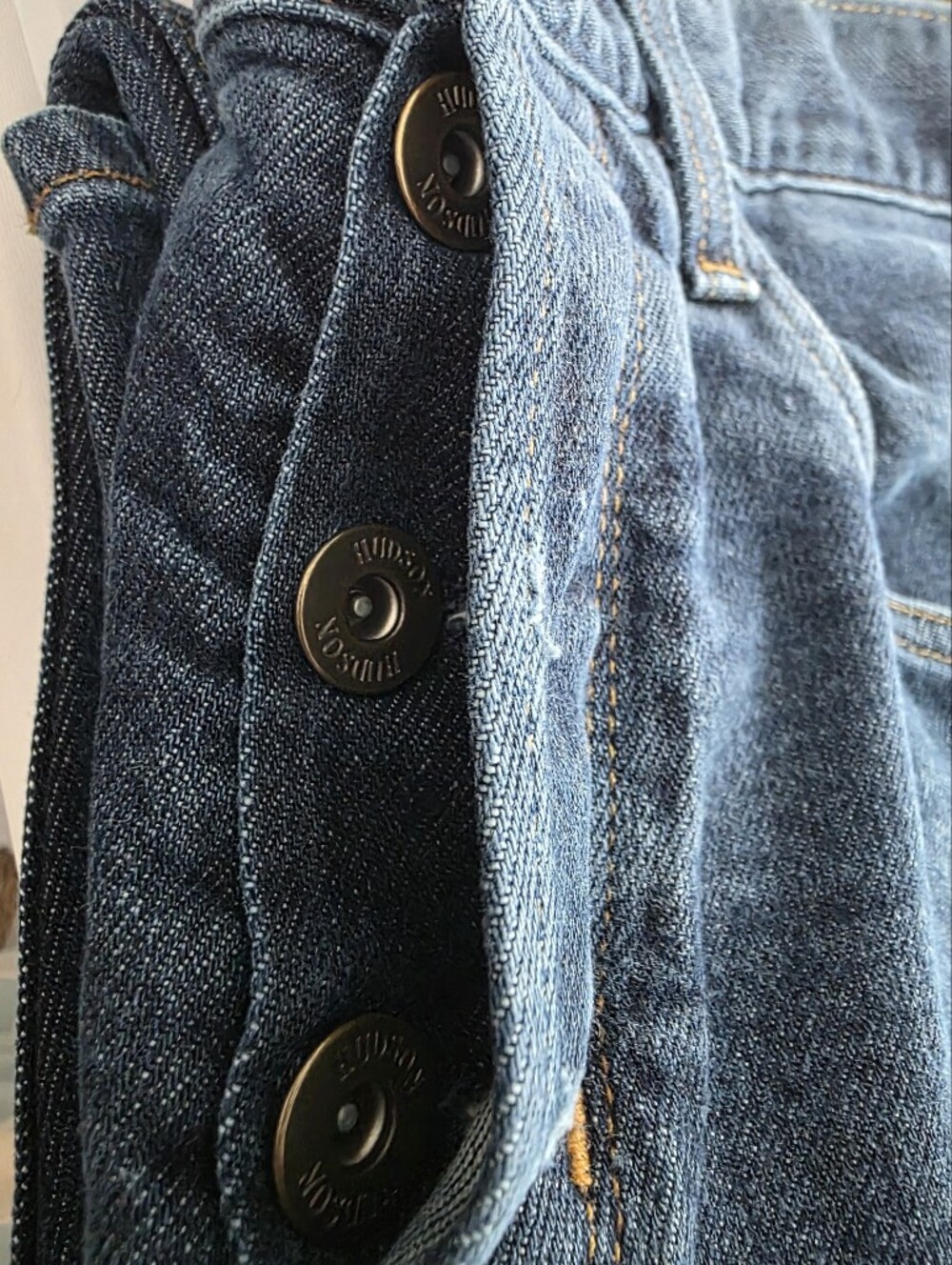 Hudson Blake Slim Straight Selvedge Button Fly Jeans Men 34x31 Dark Wash - Picture 10 of 13